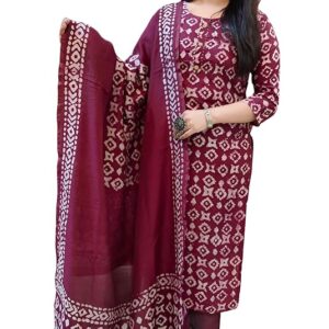 Handloom Women's Cotton Unstitched Salwar Suit (Devanshi Handloom_Maroon_Free Size)