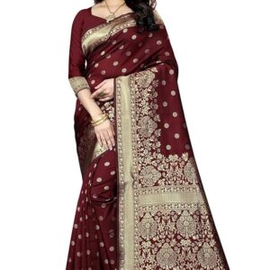 Sugathari Women's Banarasi Saree Pure Kanjivaram Silk Saree Soft new ladies 2023 Design Wear Pattu Sarees Latest Cotton Party Sari collections With Blouse Piece for Wedding sadi (SAM PARI-100)