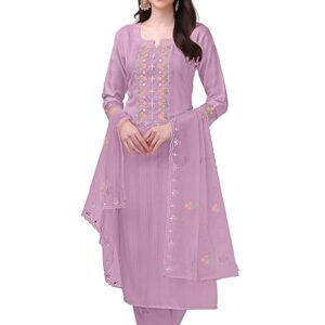 TRENDMALLS Women's Cotton Embroidery Salwar Suit Set Kurta Pant with Dupatta Kurta Set for Women