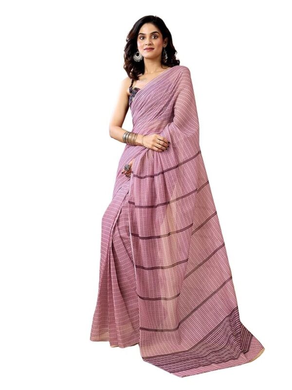 Satrani Women's Chanderi Cotton Printed Ready To Wear One Minute Pre Stitched Saree with Unstitched Blouse Piece