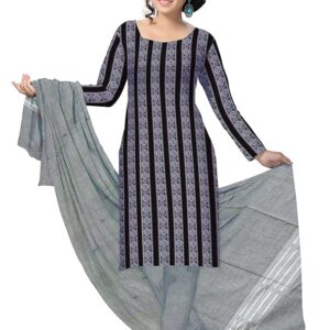 Odisha Saree Store Women's Cotton Unstitched Salwar Suit (AMOD1036_Black_Free Size)